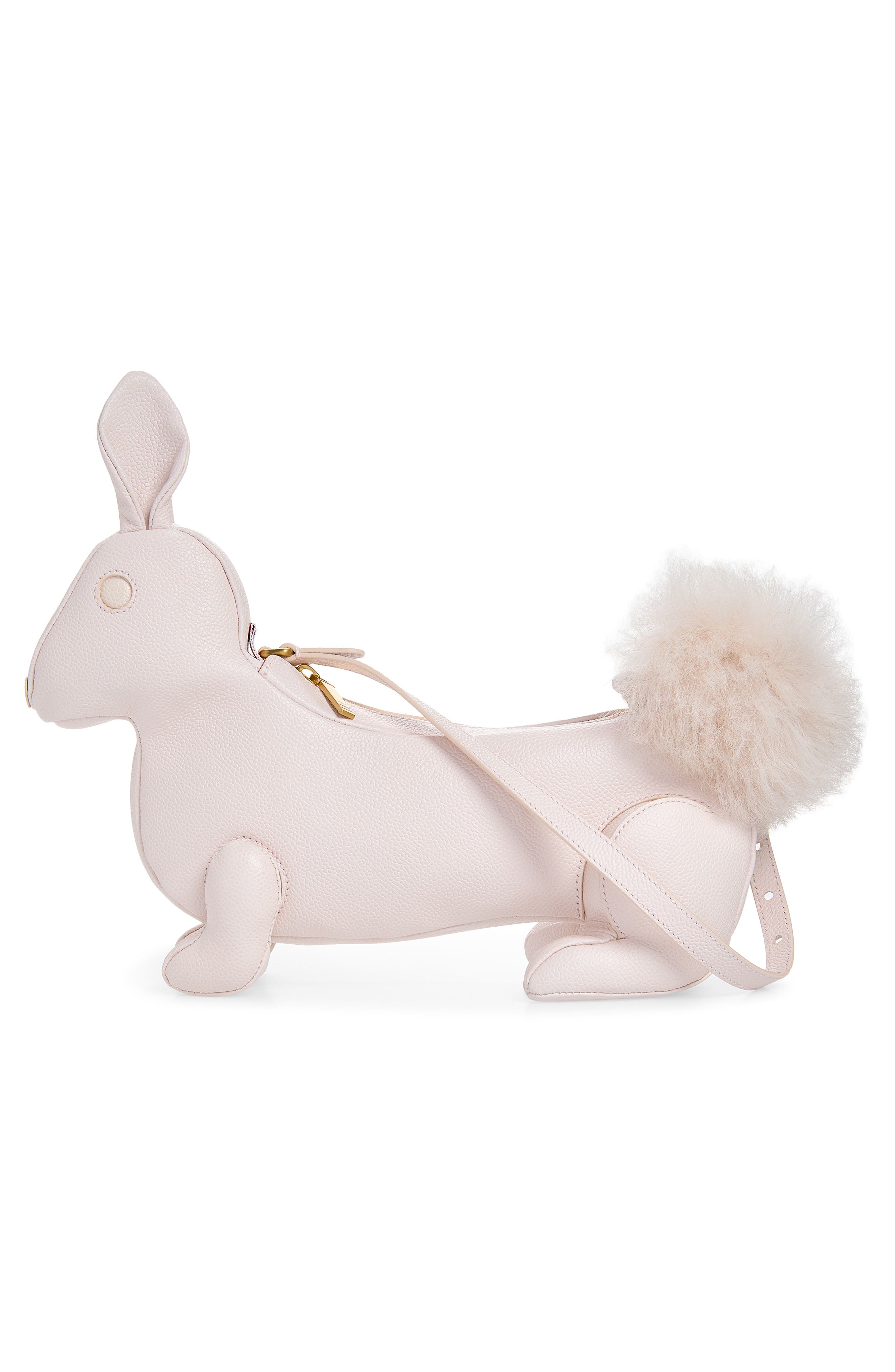 Baby Rabbit Pebbled Leather Shoulder Bag, Alternate, color, LIGHT PINK