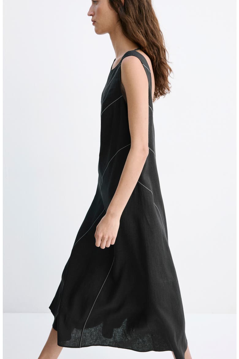 Sleeveless Linen Blend Dress, Alternate, color, BLACK