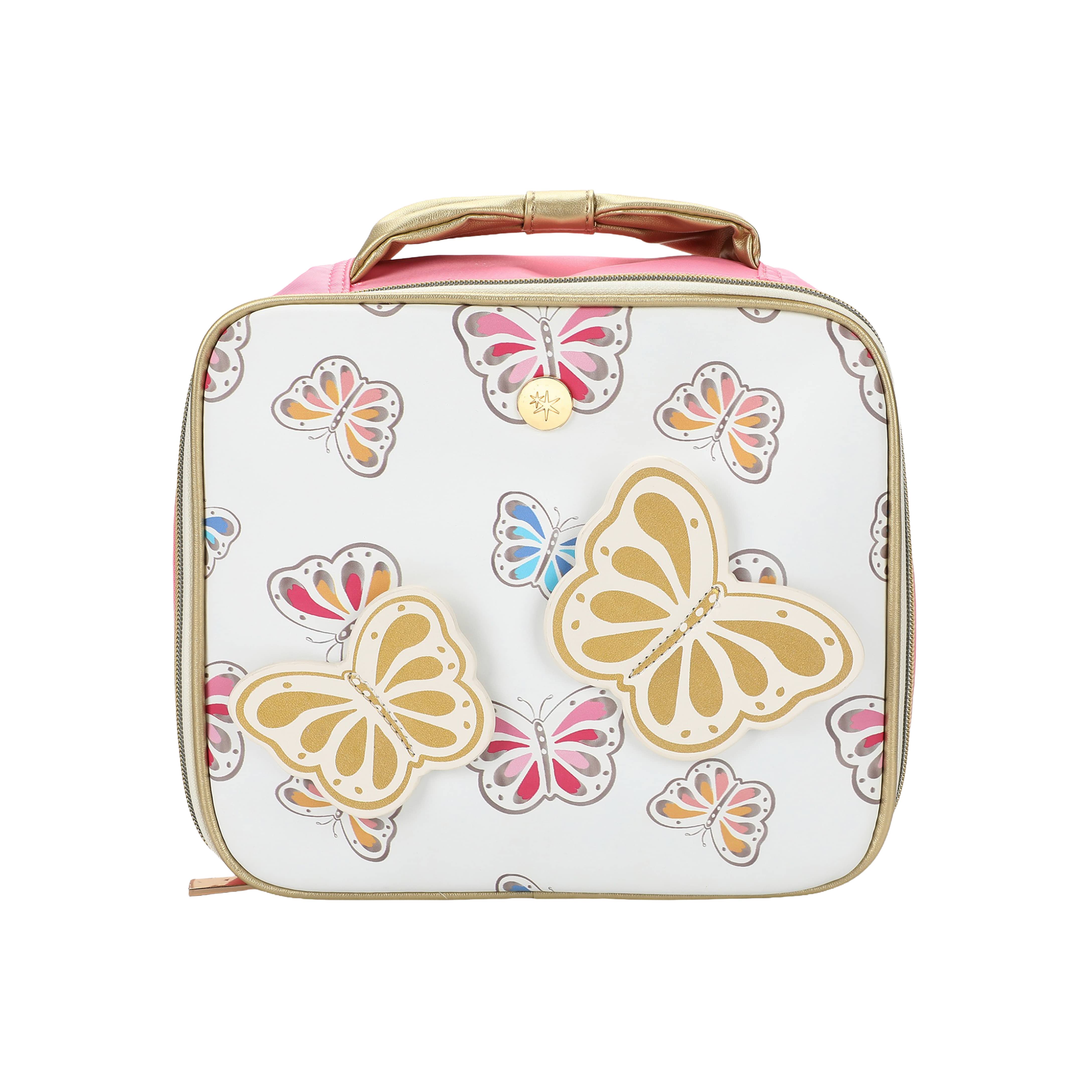Butterfly Themed Insulated Meal Holder by Packed Party, Main, color, White / Pink