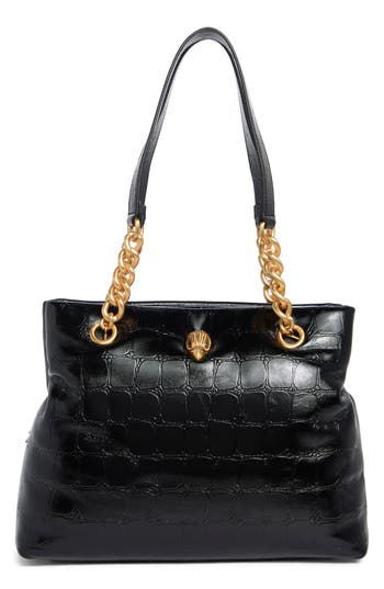 Kurt Geiger London Kensington Croc Embossed Leather Tote Bag In Black