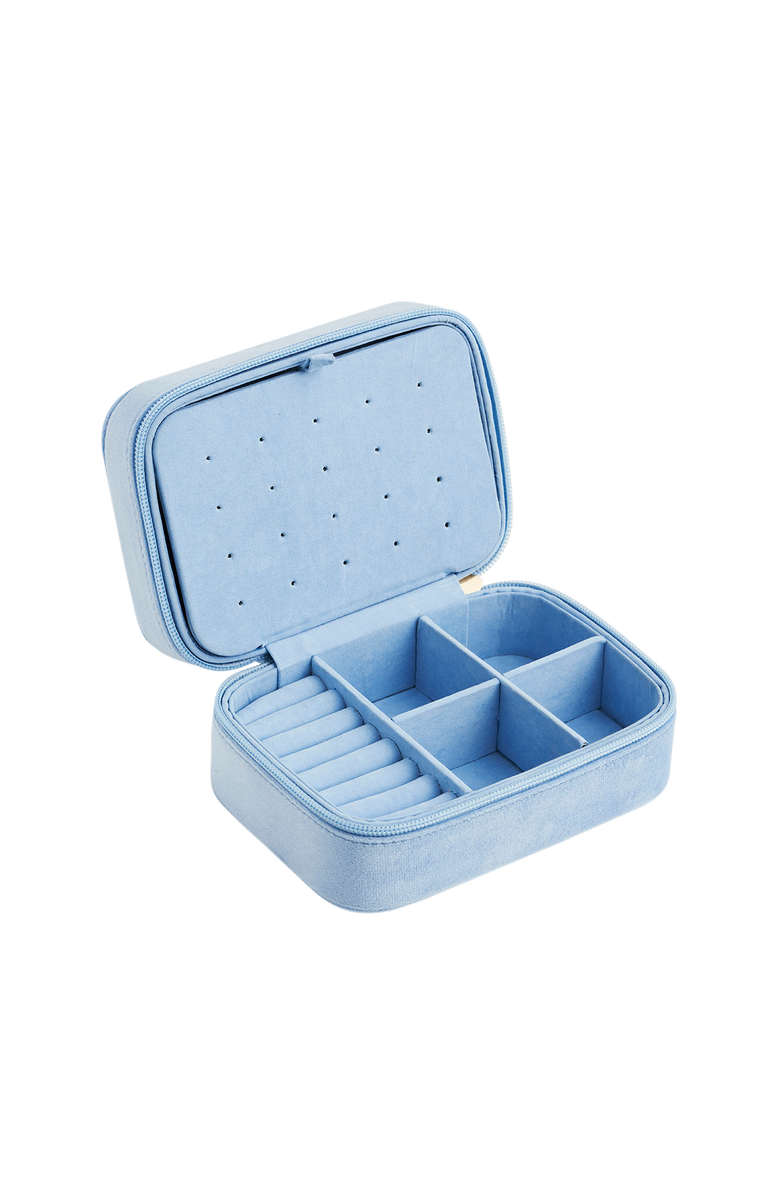 Fable England Forget Me Not Velvet Embroidered Large Jewellery Box, Alternate, color, Light/Pastel Blue