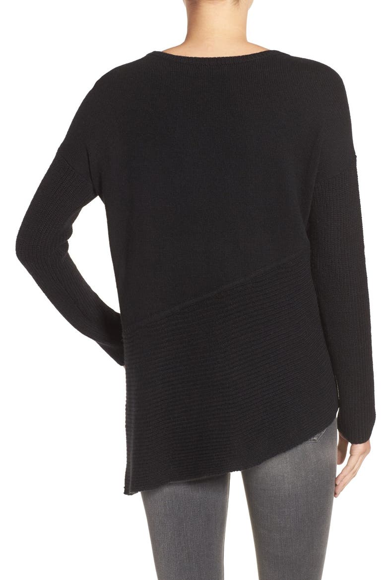 Asymmetrical Hem Sweater, Alternate, color, BLACK
