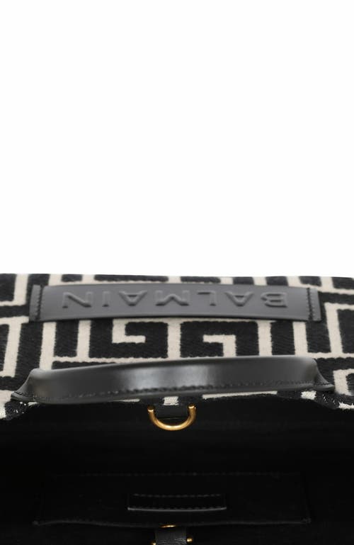 Shop Balmain B-army Monogrammed Jacquard And Leather Tote Bag