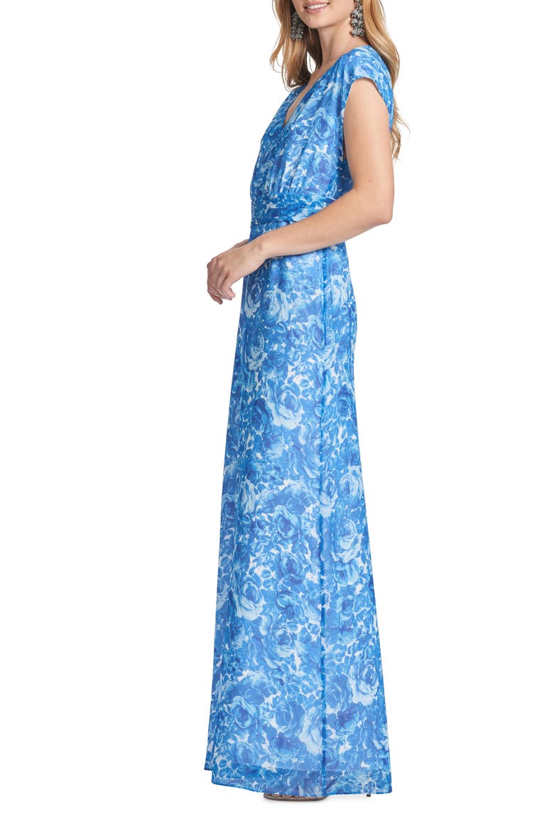 Leah Floral Chiffon Gown, Alternate, color, MEDITERRANEAN BLOOM