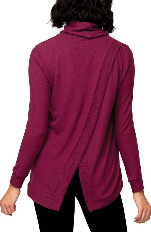 Gibsonlook Cozy Crossover Back Tunic Sweater In Burgundy