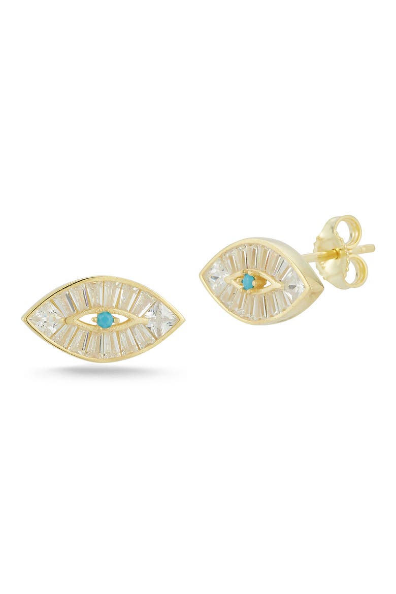 Evil Eye CZ Stud Earrings, Main, color, GOLD