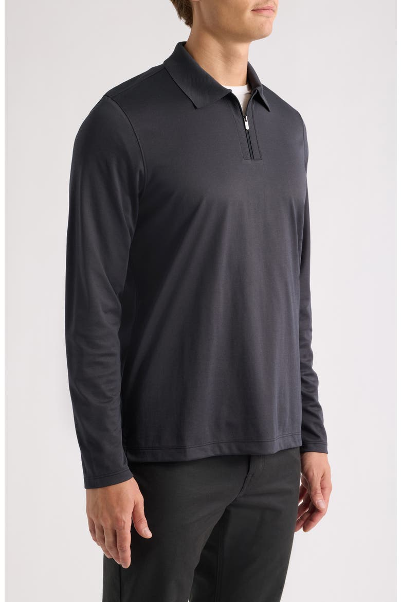 Cochran Long Sleeve Zip Polo, Alternate, color, BLACK