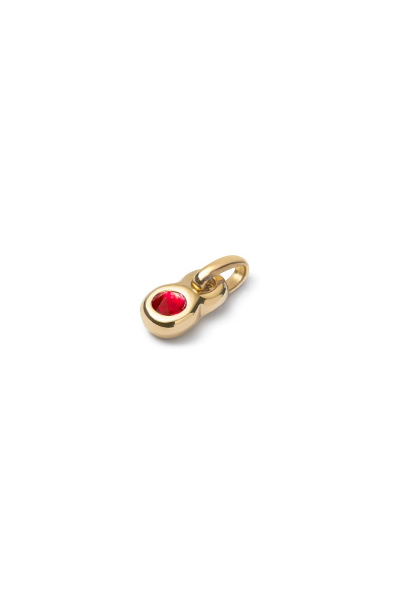 Charm with Red Glass, Alternate, color, Gold