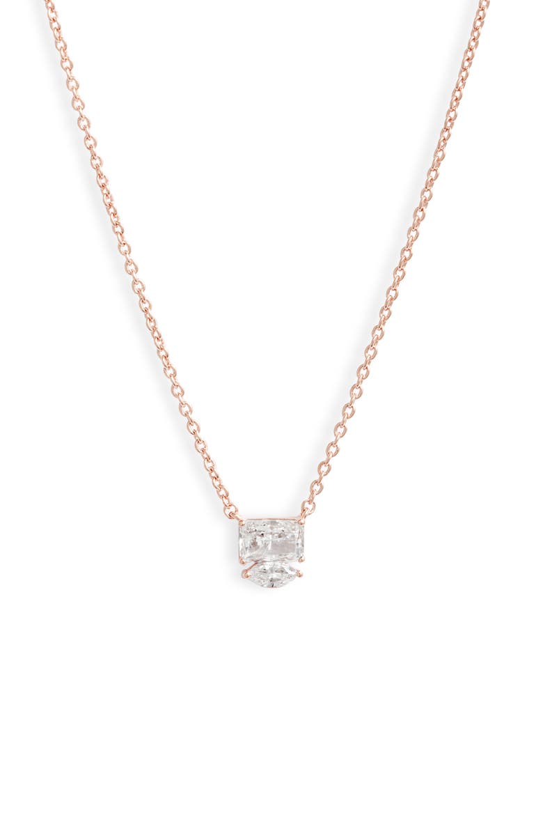 Rae Small Mixed Cubic Zirconia Pendant Necklace, Main, color, ROSE GOLD