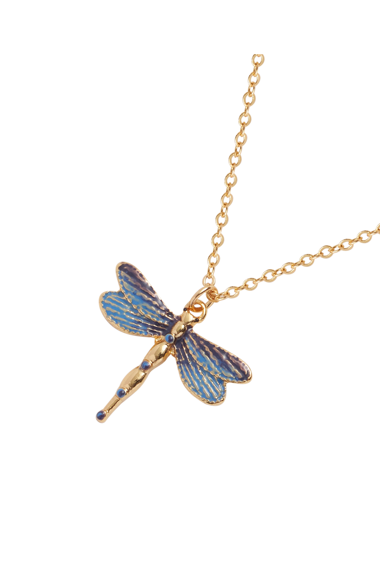 Fable England Dragonfly Crystal Necklace, Main, color, Blue & Gold