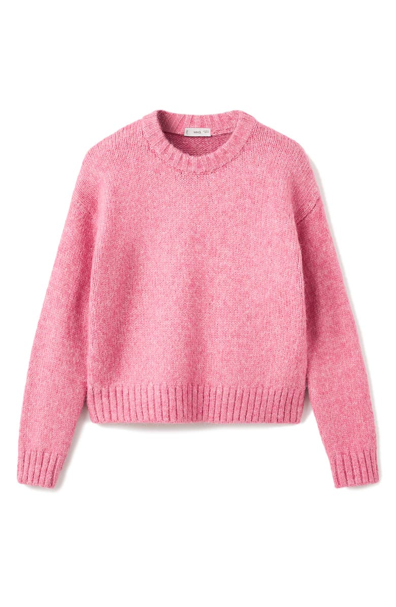 MANGO TEEN Marled Crewneck Sweater, Alternate, color, Neon Pink