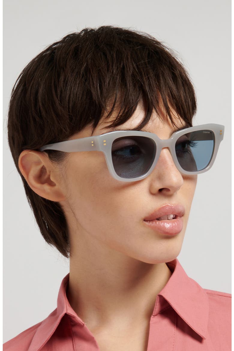 51mm Polarized Cat Eye Sunglasses, Alternate, color, WHITE/ BLUE PZ