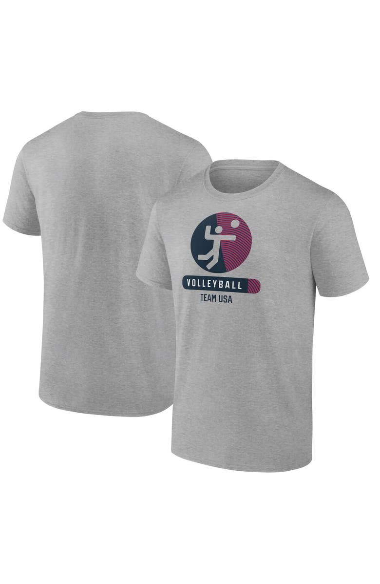 Fanatics MTO Label Men's Heather Gray USA Volleyball Radiating Victory T-Shirt, Main, color, Heather Gray