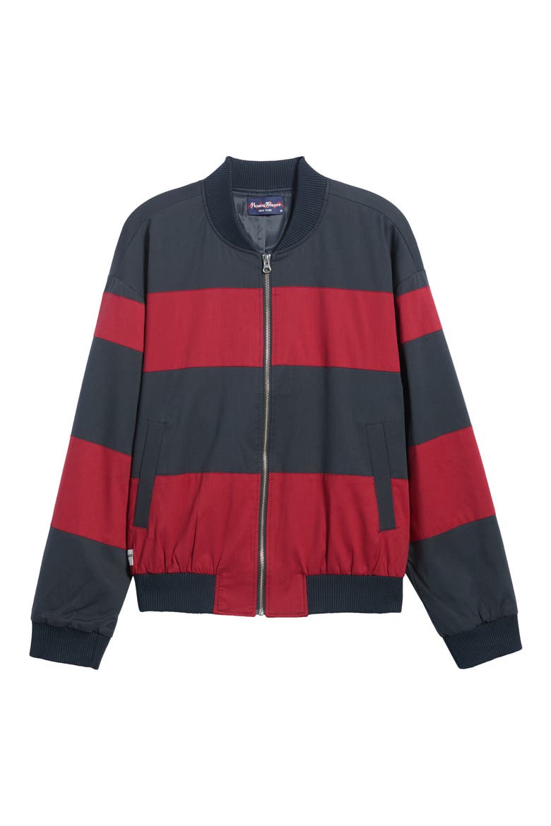 Striped Cotton Bomber Jacket, Main, color, NAVY