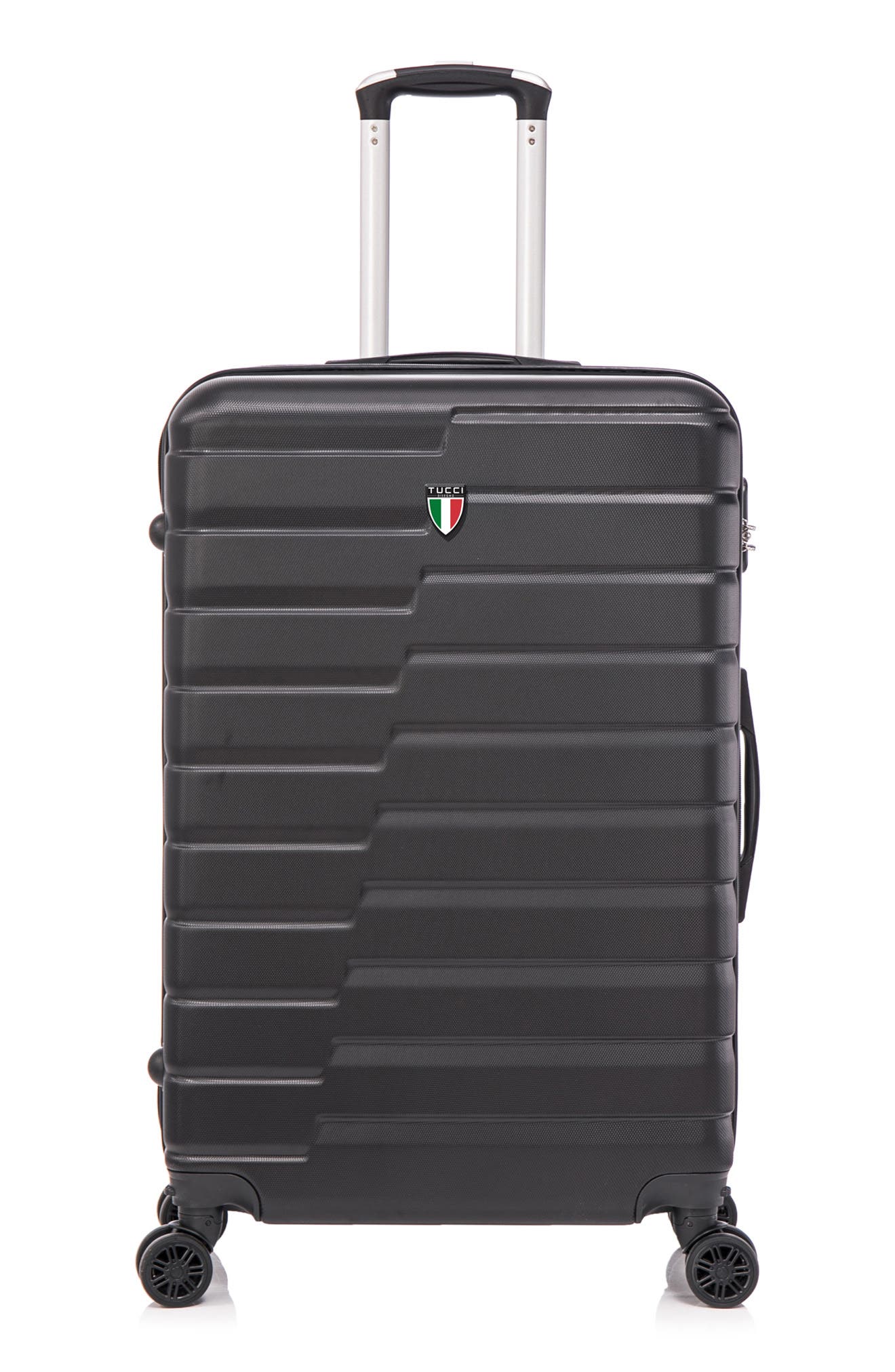TUCCI Marvello Hardshell 3-Piece Spinner Luggage Set, Main, color, Black