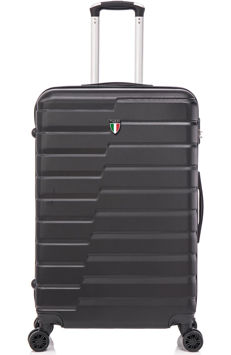 TUCCI Marvello Hardshell 3-Piece Spinner Luggage Set, Main, color, Black