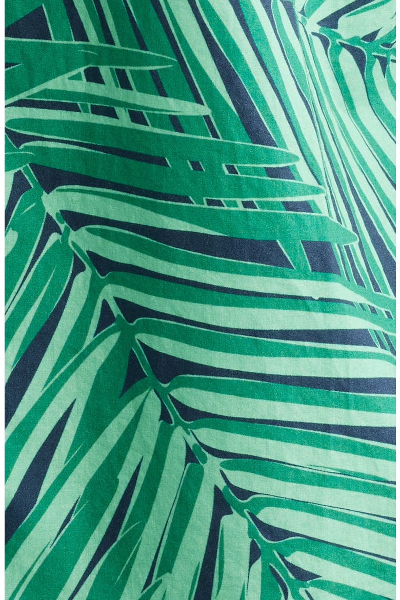 Regular Fit Palm Leaf Print Cotton Poplin Camp Shirt, Alternate, color, GREEN/ NAVY