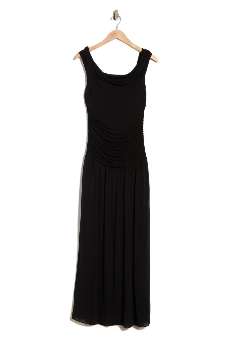 Cynthia Cowl Neck Dress, Alternate, color, BLACK