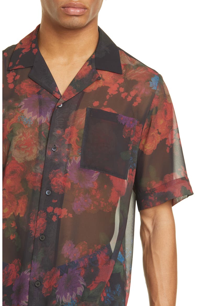 Carltone Floral Short Sleeve Button-Up Shirt, Alternate, color, BLACK MULTI