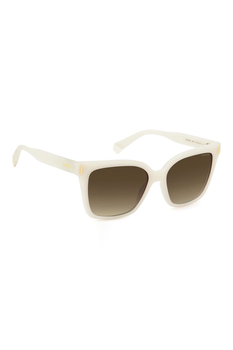 54mm Polarized Cat Eye Sunglasses, Alternate, color, WHITE/ BROWN GRAD POLAR