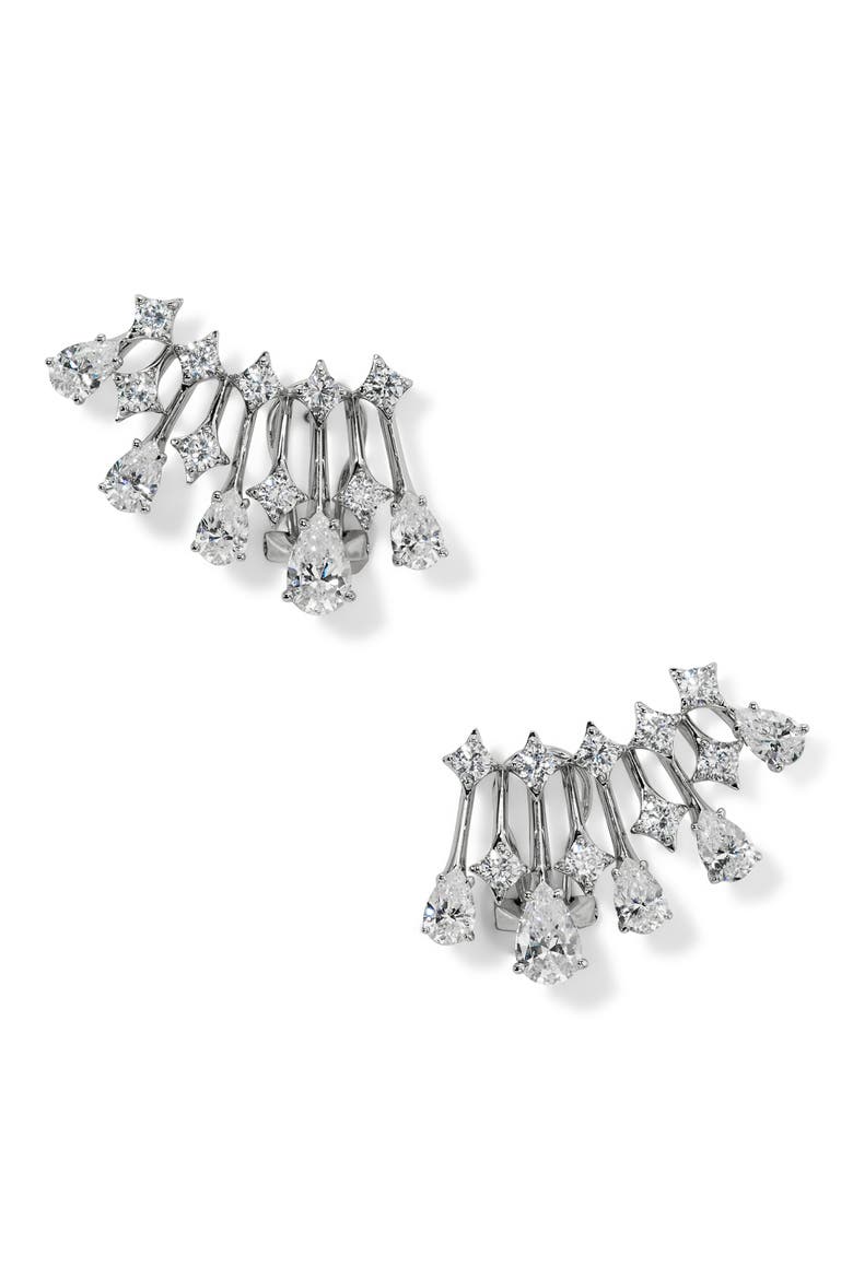 Hera Cubic Zirconia Ear Climbers, Main, color, RHODIUM