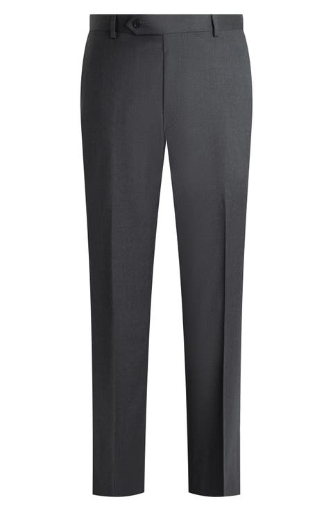 Flat Front Straight Leg Wool Dress Pants