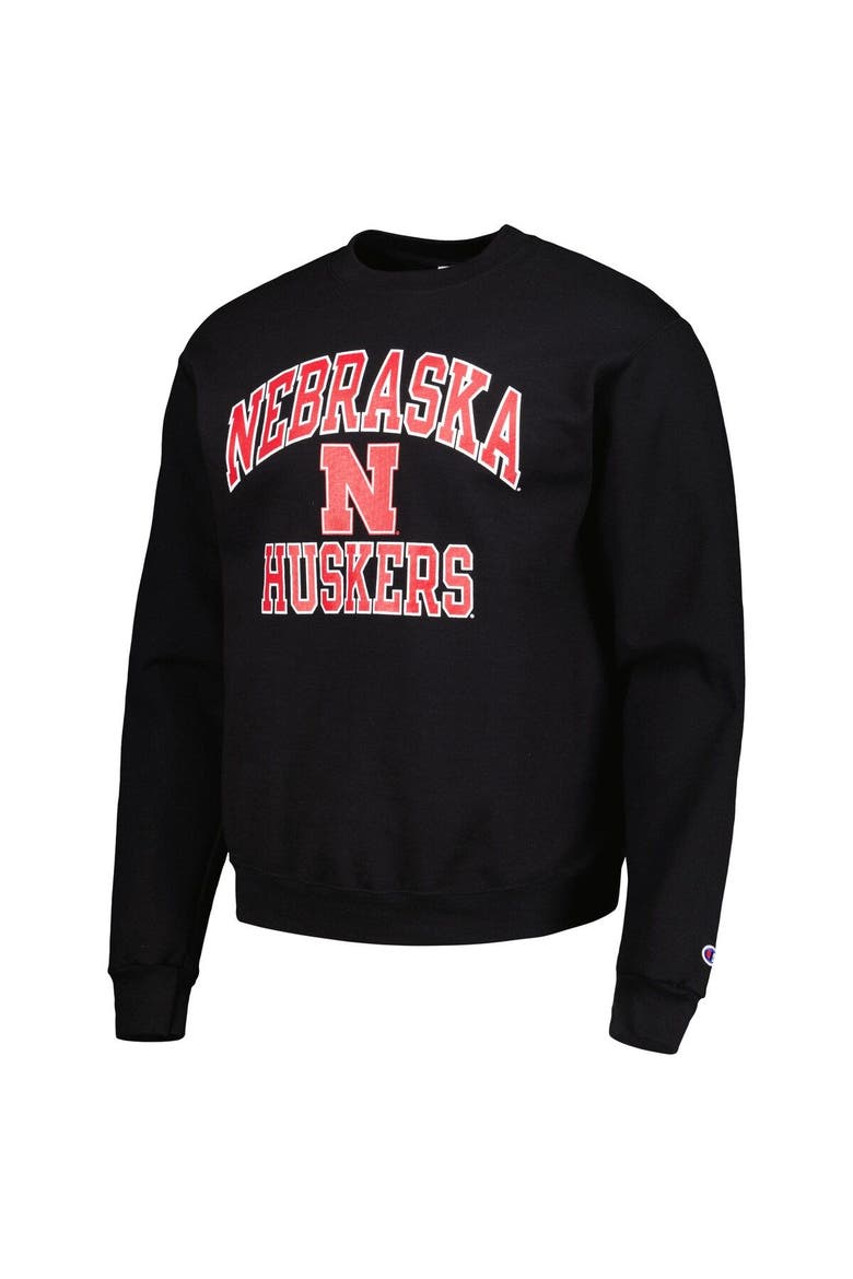 Men's Champion Black Nebraska Huskers High Motor Pullover Sweatshirt, Alternate, color, Black