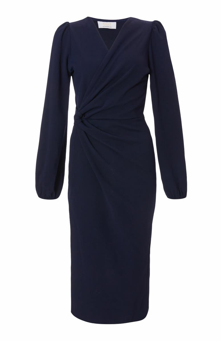 QUIZ Scuba Crepe Long Sleeve Wrap Midi Dress, Alternate, color, 