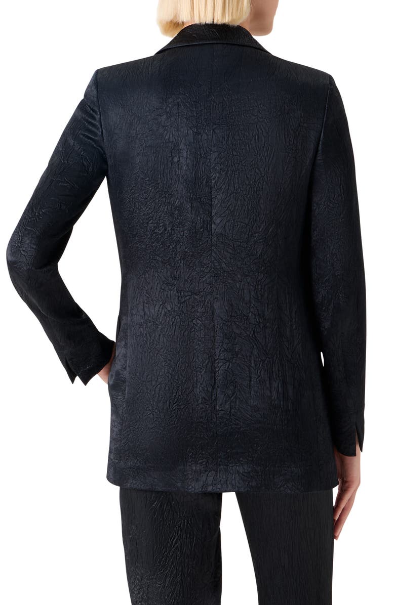 Akris punto Relaxed Fit Crinkled Satin Jacket, Alternate, color, Black