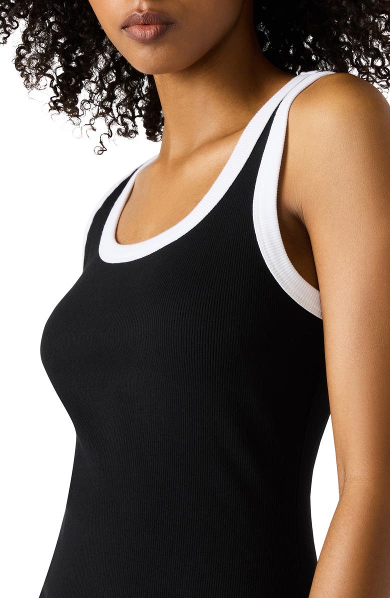 Steve Madden Azalea Cotton Blend Rib Body-Con Dress, Alternate, color, Black/ White