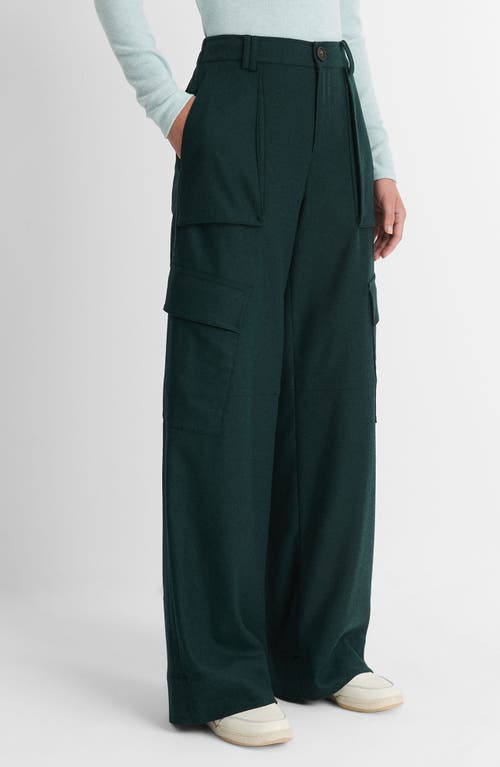 Vince Flannel Wide Leg Raver Wool-blend Pant In Sea Onyx