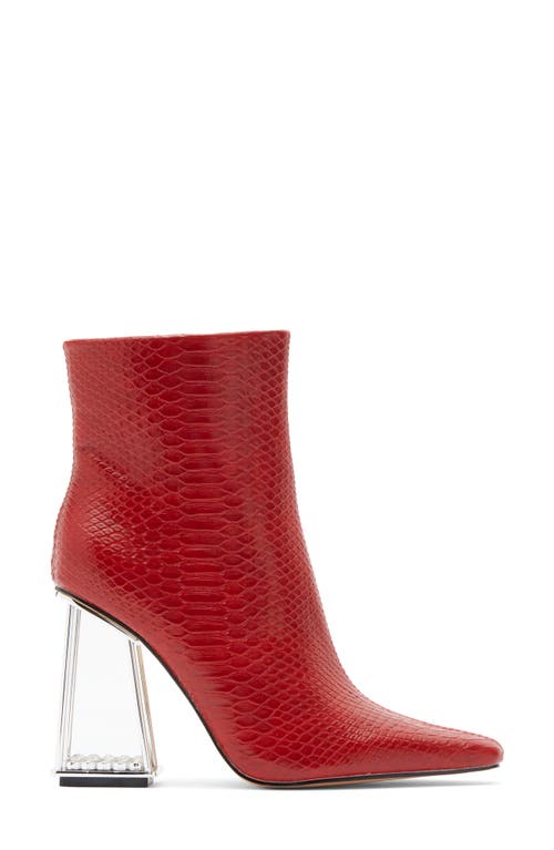 Ashley Kahen Glam Snakeskin Embossed Boot In Red