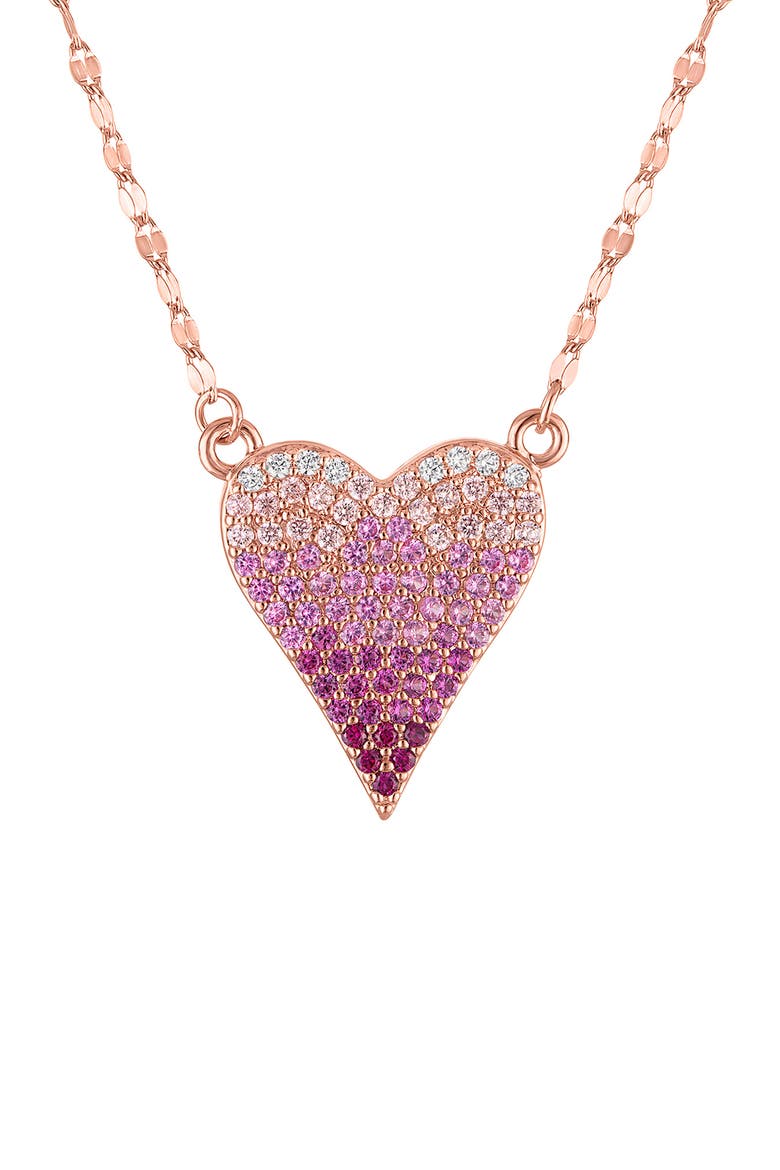 Cubic Zirconia Heart Pendant Necklace, Main, color, PURPLE