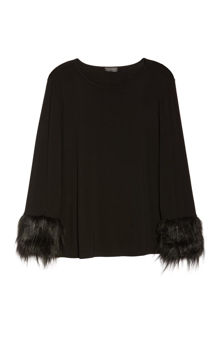 Vince Camuto Faux Fur Cuff Top, Alternate, color, 