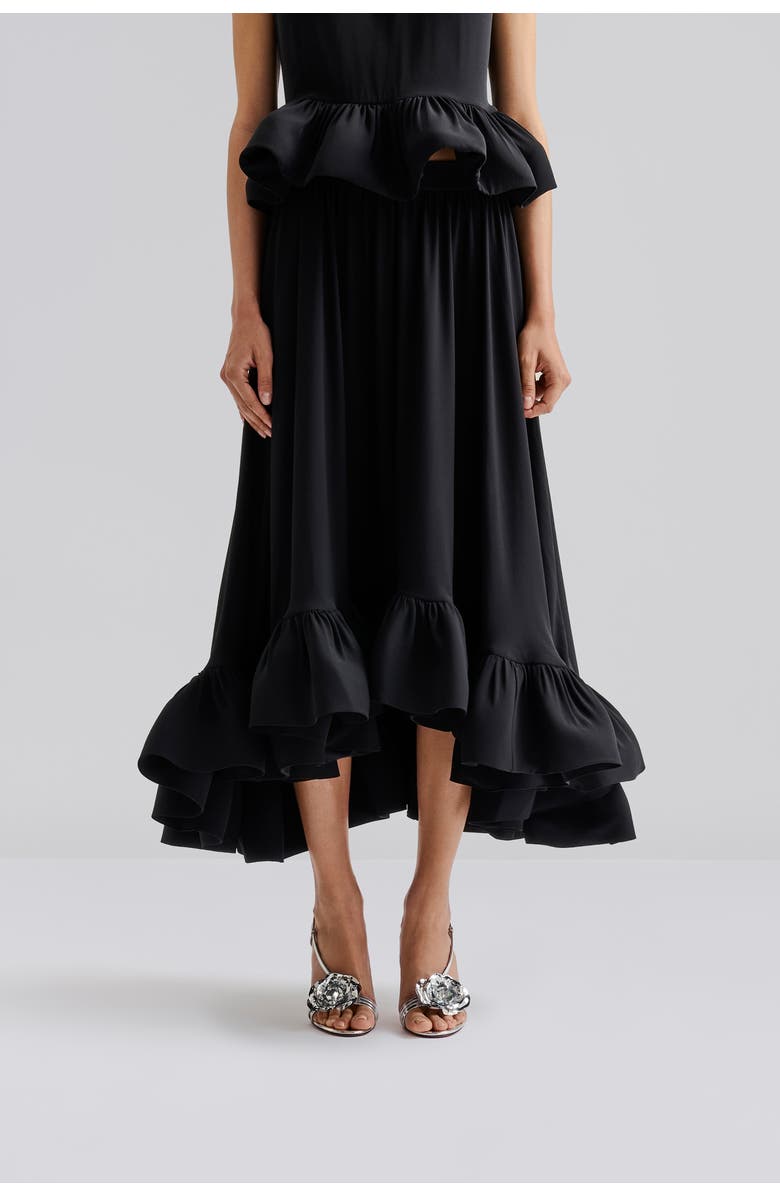 Malina Adriana Frilled Hem Midi Skirt, Main, color, Black