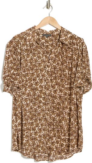 Scrunched Short Sleeve Button-Up Shirt