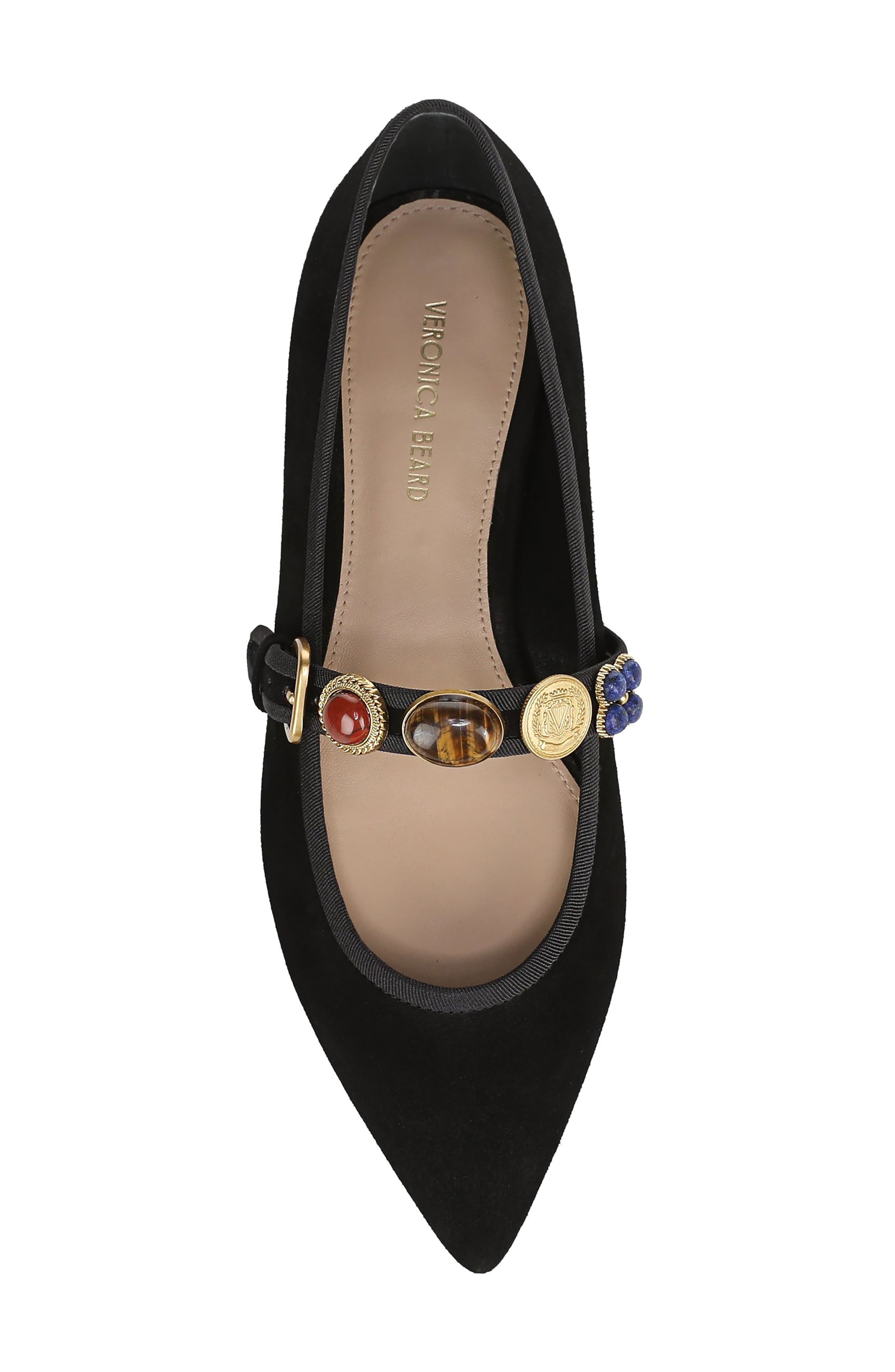 Veronica Beard Selene Charms Pointed Toe Flat, Alternate, color, Black