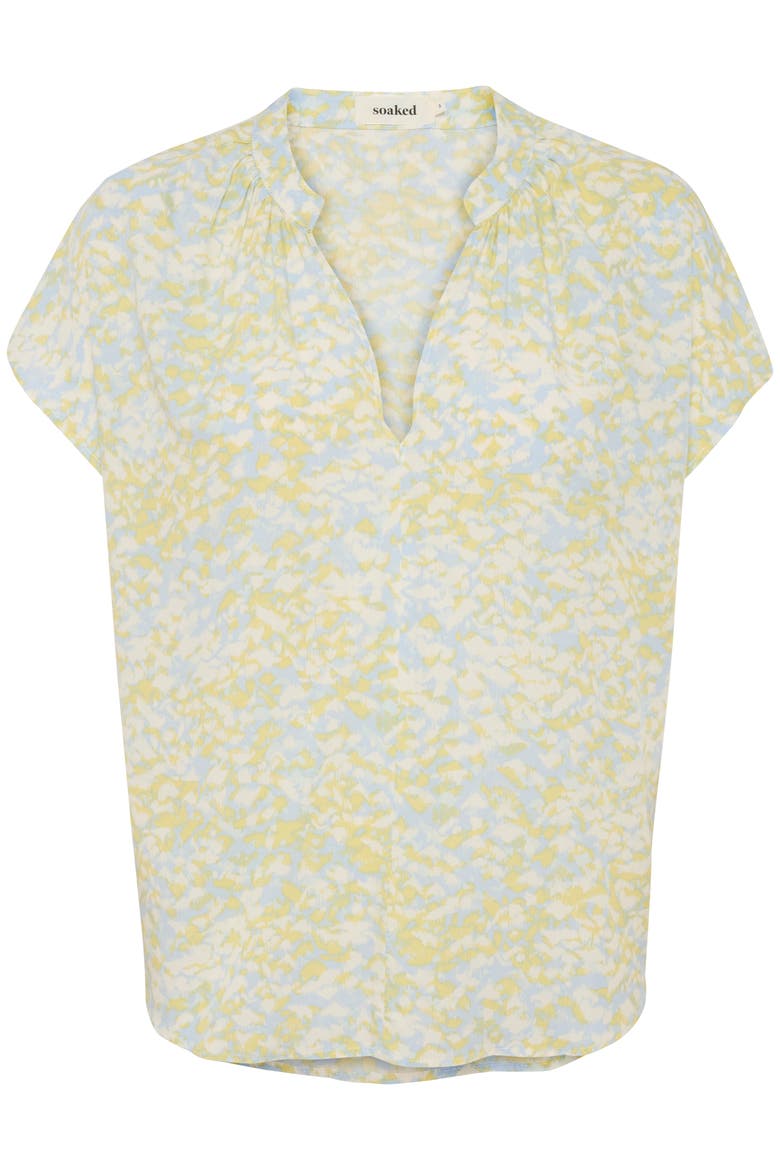 Wynter Notch Neck Short Sleeve Blouse, Alternate, color, Skyway Dizzy Print