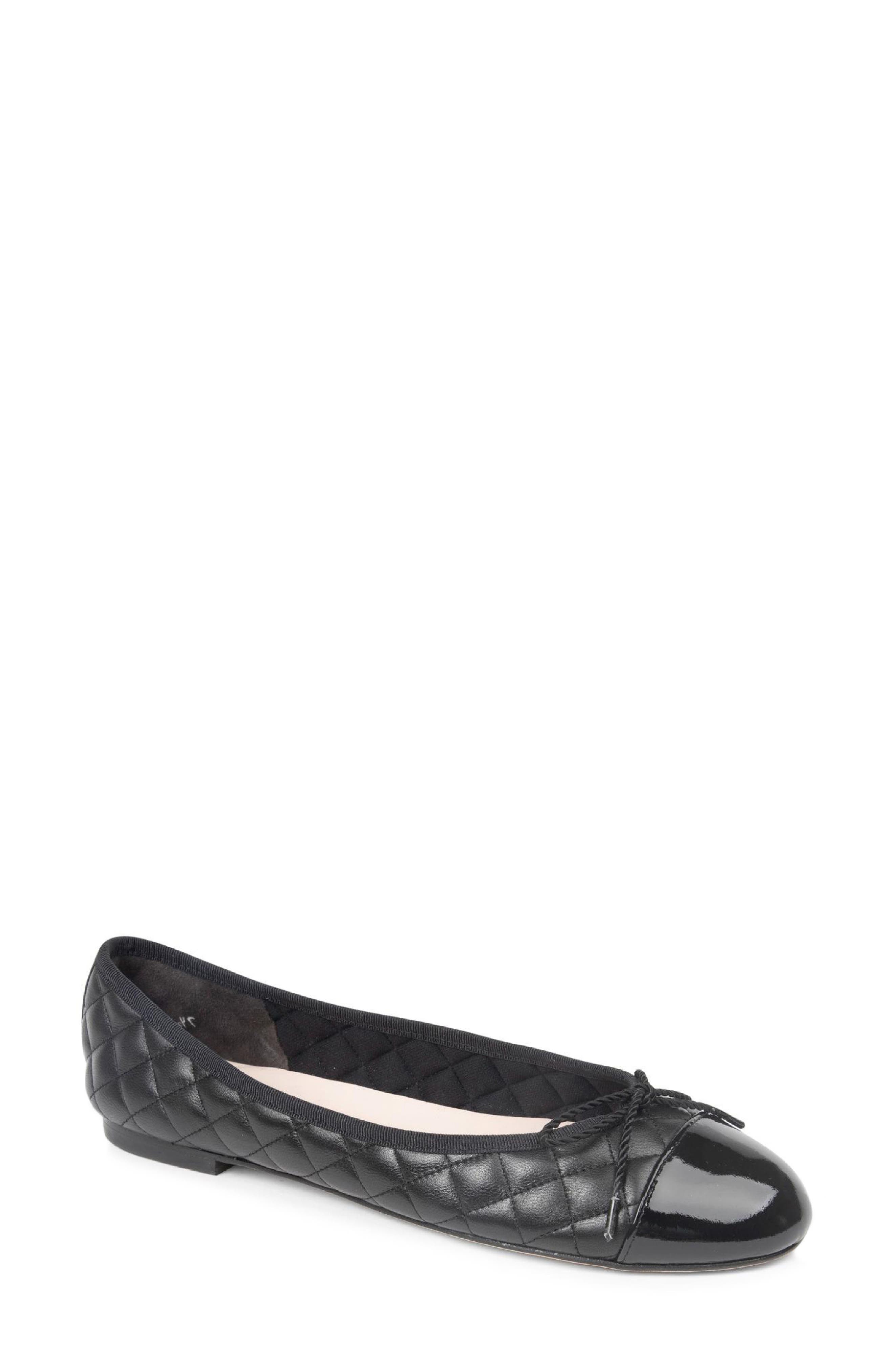 PAUL MAYER Best Cap Toe Ballet Flat, Main, color, Black/ Black Patent