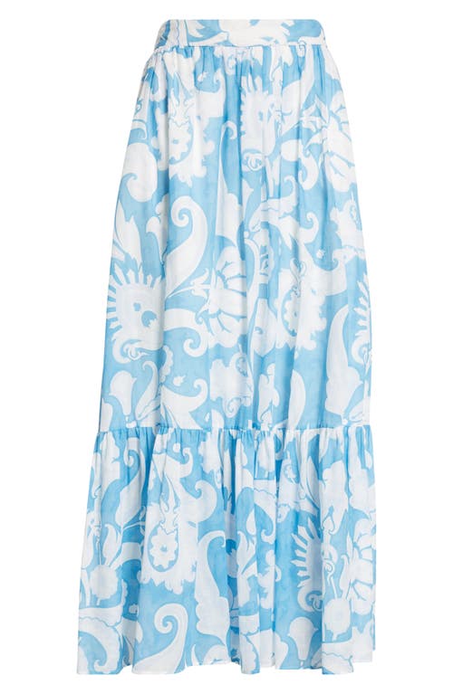 Etro Maxi Cotton Skirt With Contrasting Floral Paisley Print In Stampa Bianco