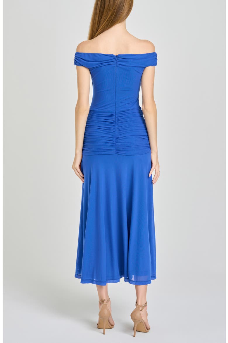 x Hannah Lovey Porter Margaux Off the Shoulder Ruched Dress (Nordstrom Exclusive), Alternate, color, BLUE
