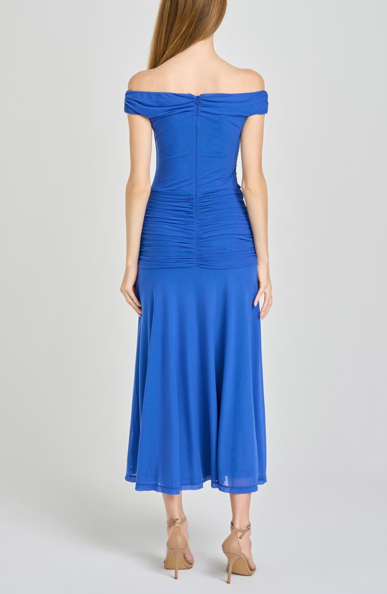 WAYF Margaux Off the Shoulder Ruched Dress, Alternate, color, Blue