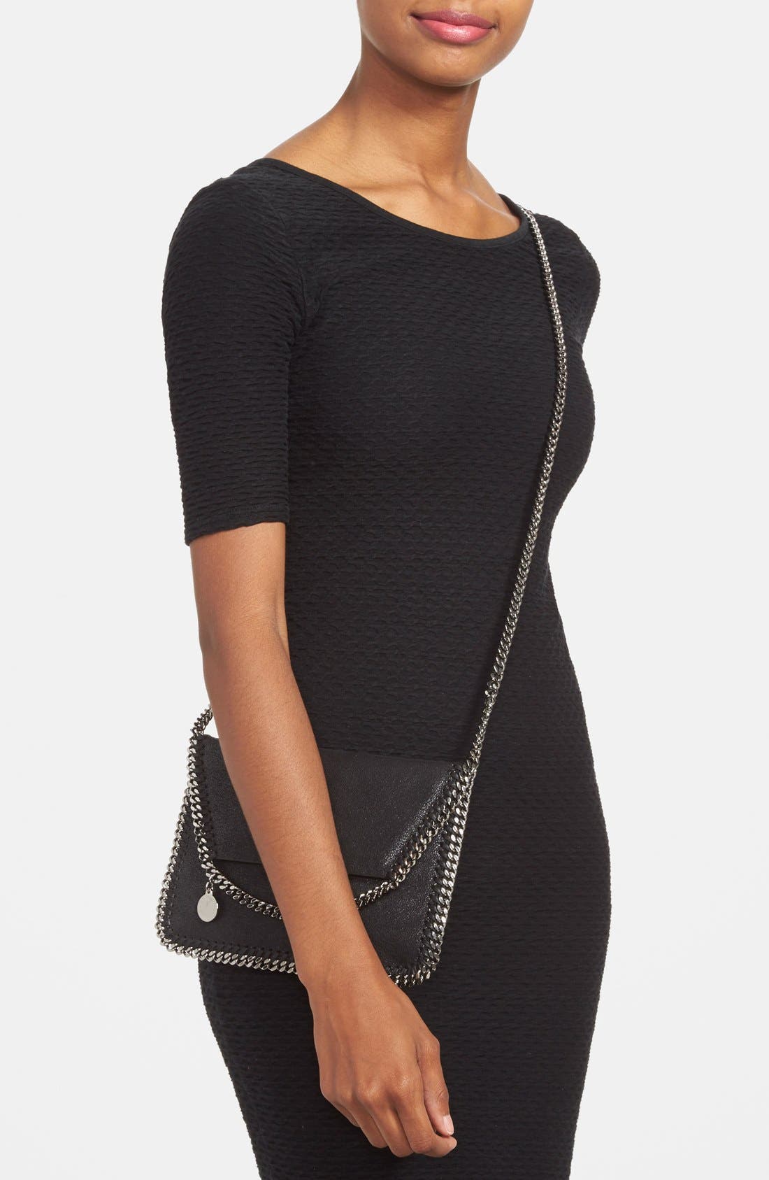 Stella McCartney 'Mini Falabella - Shaggy Deer' Faux Leather Crossbody Bag, Alternate, color, 