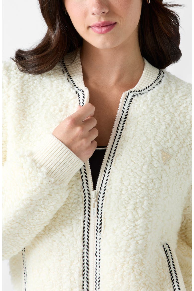Emma Bomber Fleece Jacket, Alternate, color, VANILLA CREAM