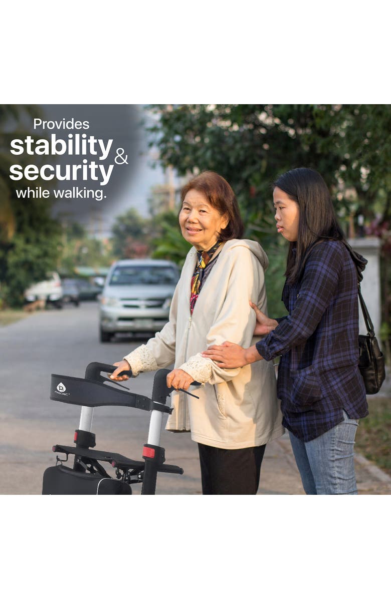 PURSONIC Foldable Wheeled Walker with Adjustable Height, 9-Inch Front and 8-Inch Rear Wheels, 300 lb Capacity, Alternate, color, 