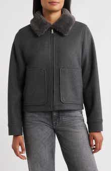Sam Edelman Faux Fur Collar Zip-Up Jacket