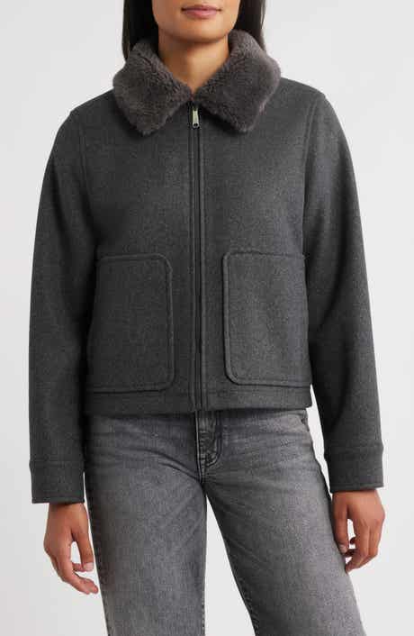 Sam Edelman Faux Fur Collar Zip-Up Jacket