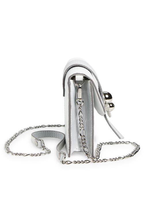 Strathberry Crescent Lizard Embossed Handbag On A Chain In Silver