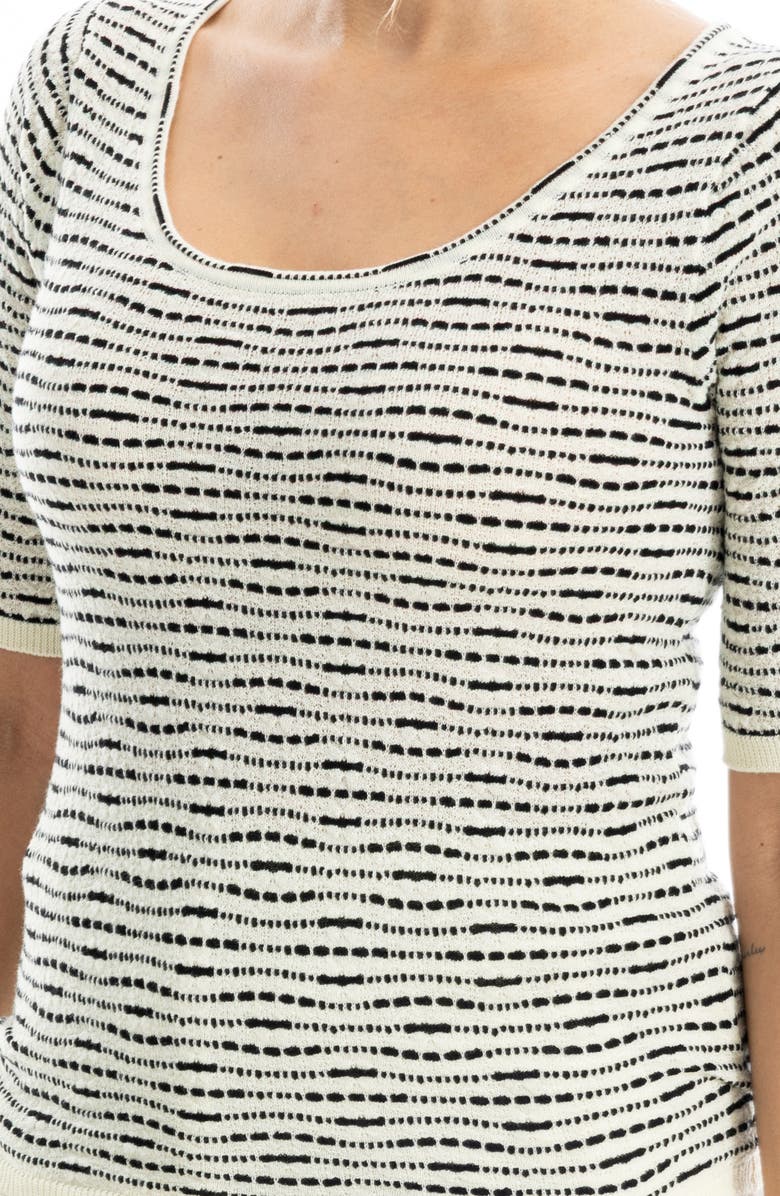 MAX STUDIO Pattern Elbow Sleeve Sweater, Alternate, color, Ivory/ Black