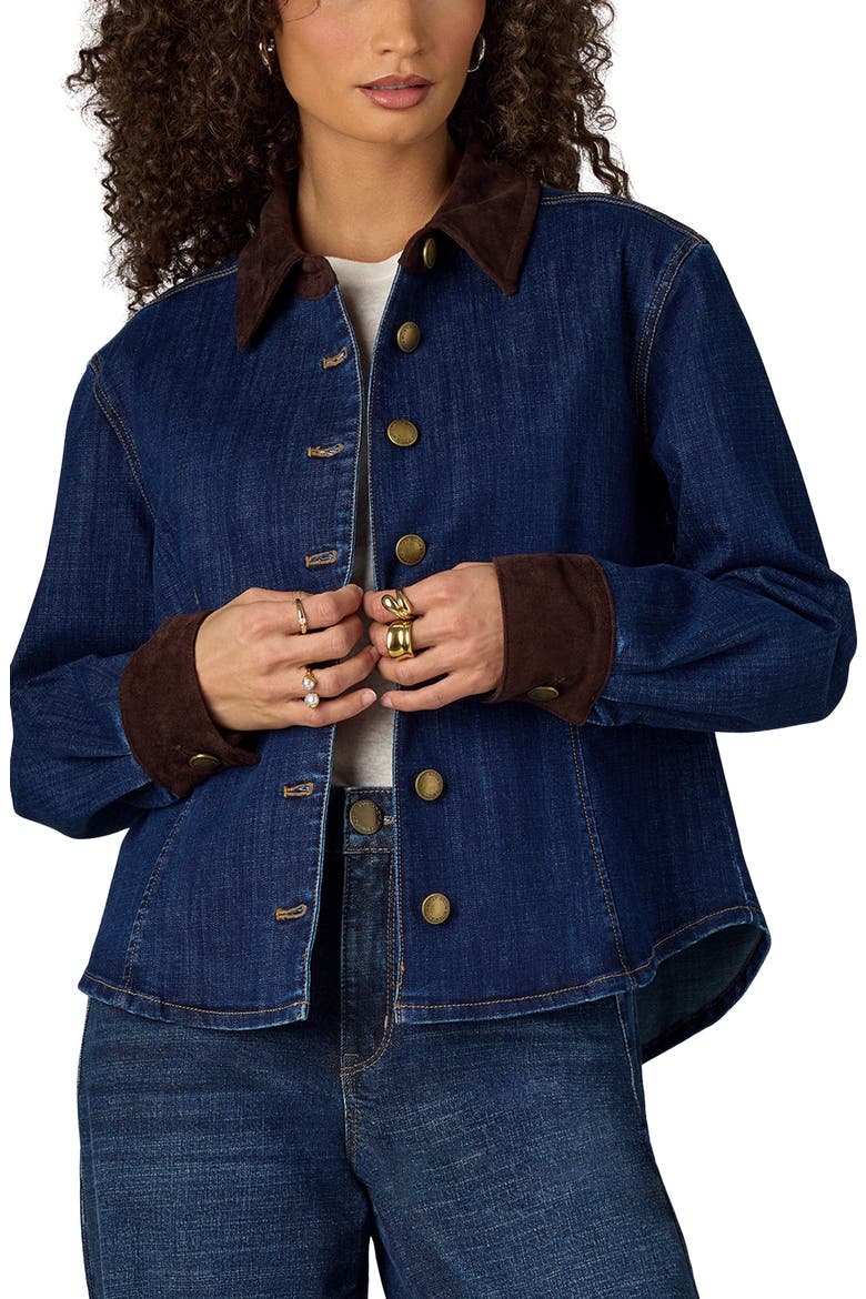 Denim Button-Up Jacket, Main, color, BLUE